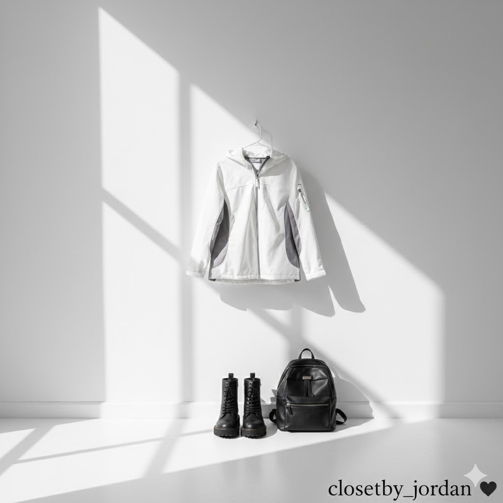 Freetech Men’s Lightweight White & Gray Windbreaker